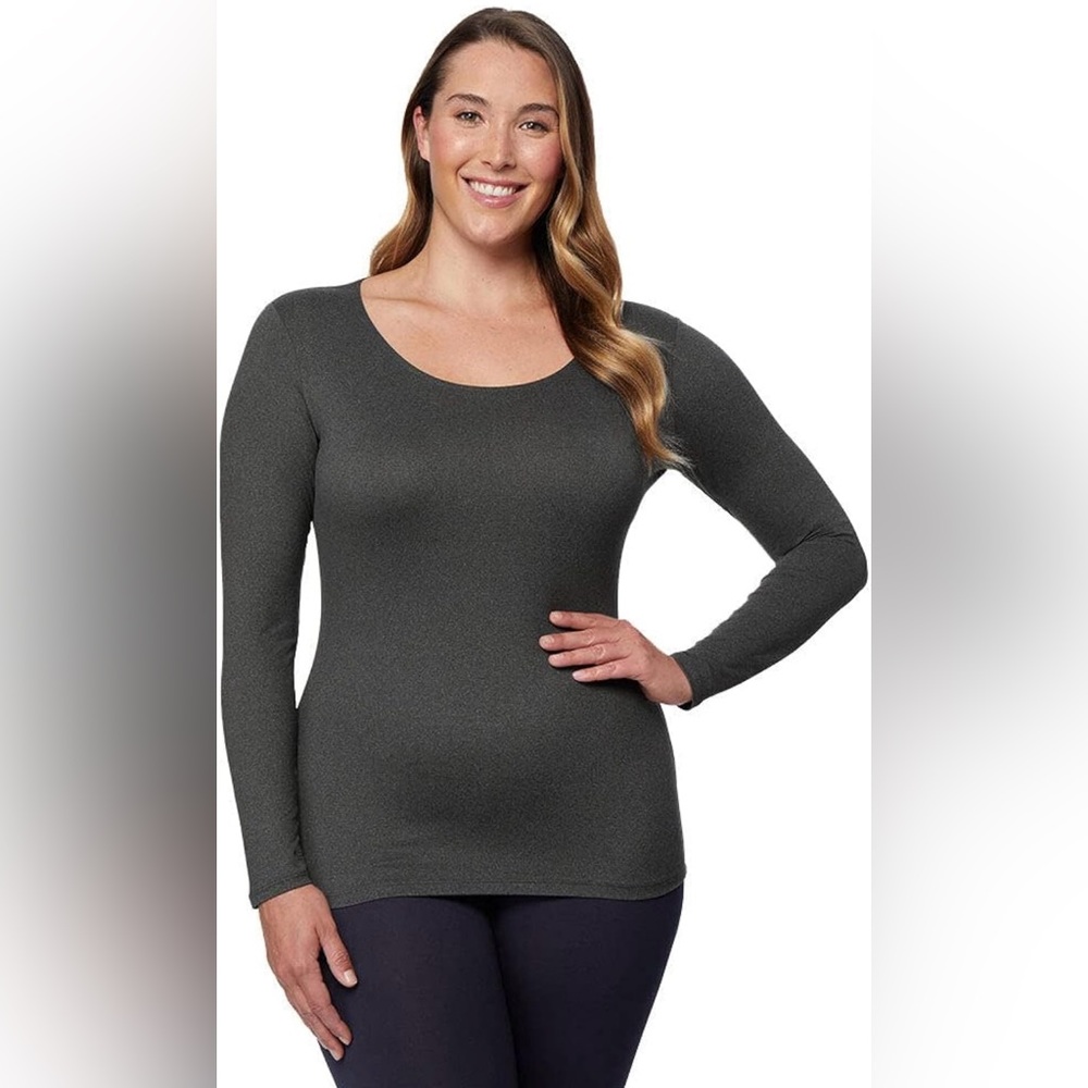 32 Degrees Heat Women’s Thermal Baselayer Scoop Neck Top Blue Gray S